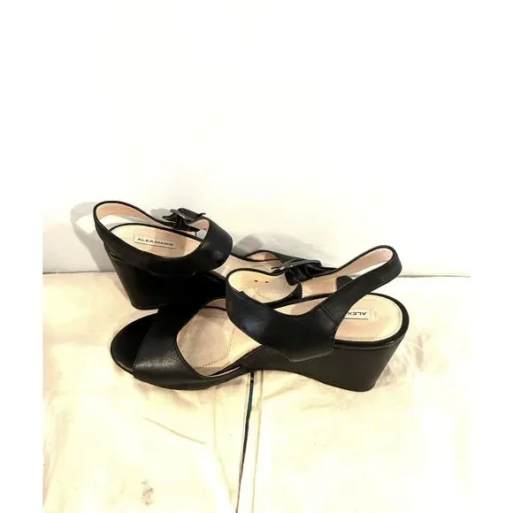 Alex Marie Black Leather Sandals - Size 7 - Picture 2 of 6
